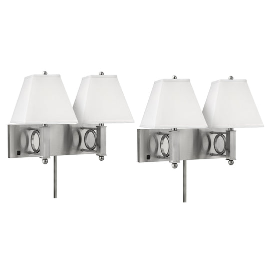 Medallion Lighting Geometrics 18" Brushed Steel 2-Light Double Wall Lamp - Set of 2