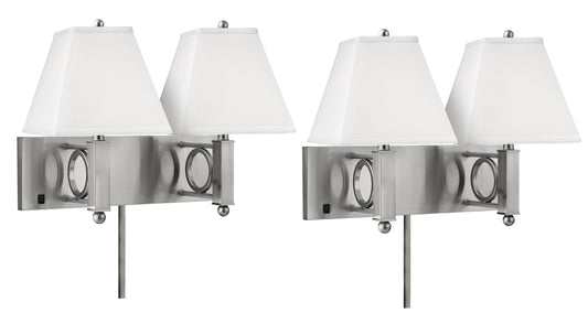 Medallion Lighting Geometrics 18" Brushed Steel 2-Light Double Wall Lamp - Set of 2