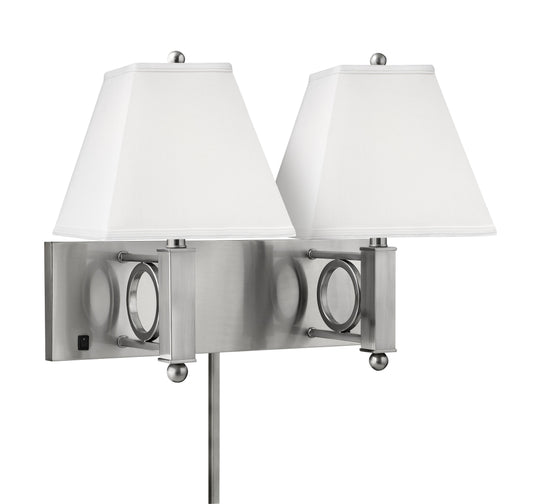 Medallion Lighting Geometrics 18" Brushed Steel 2-Light Double Wall Lamp