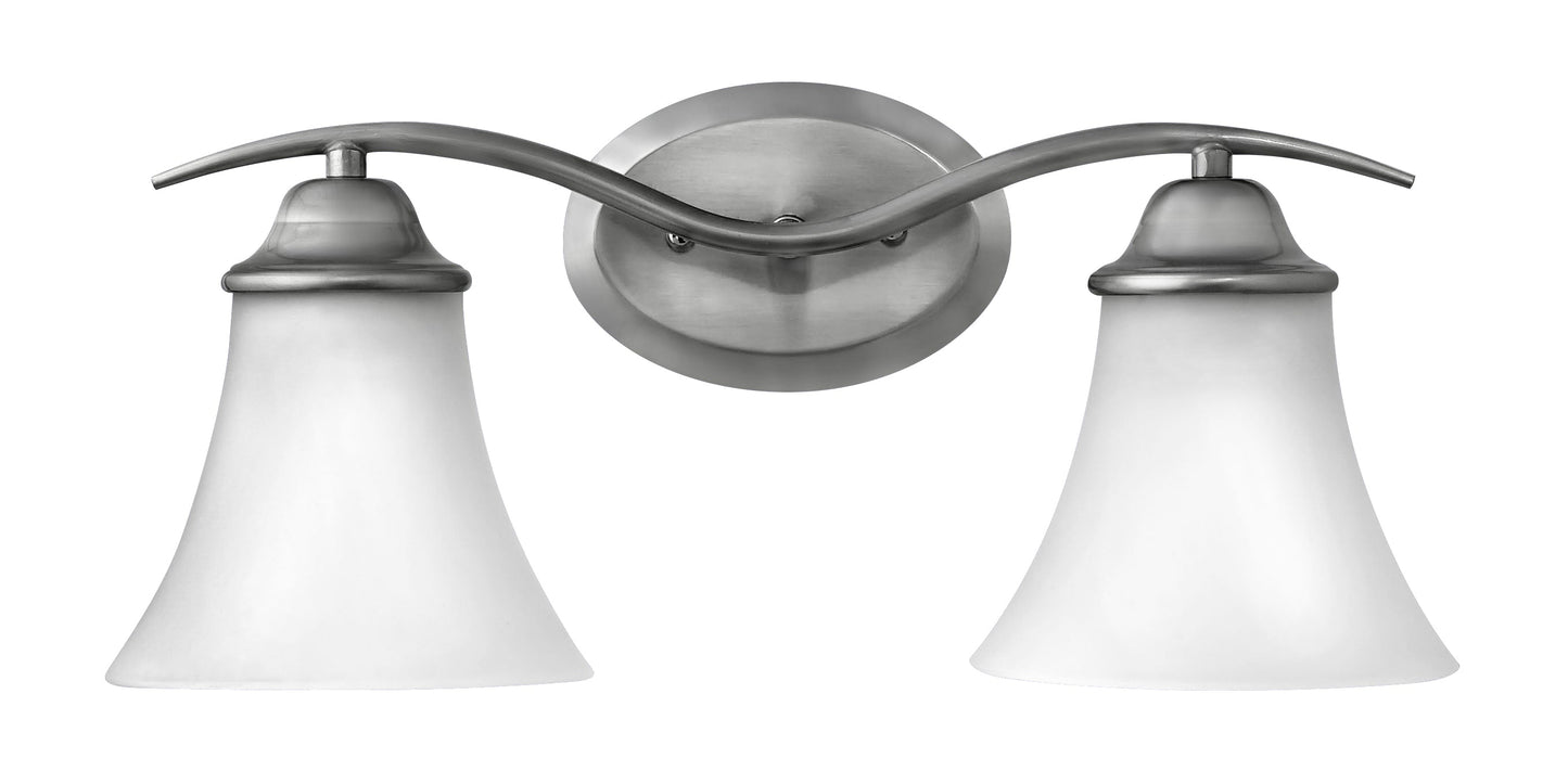 Medallion Lighting Geometrics 18" Brushed Steel 2-Light Vanity Fixture With Glass Bell Shades