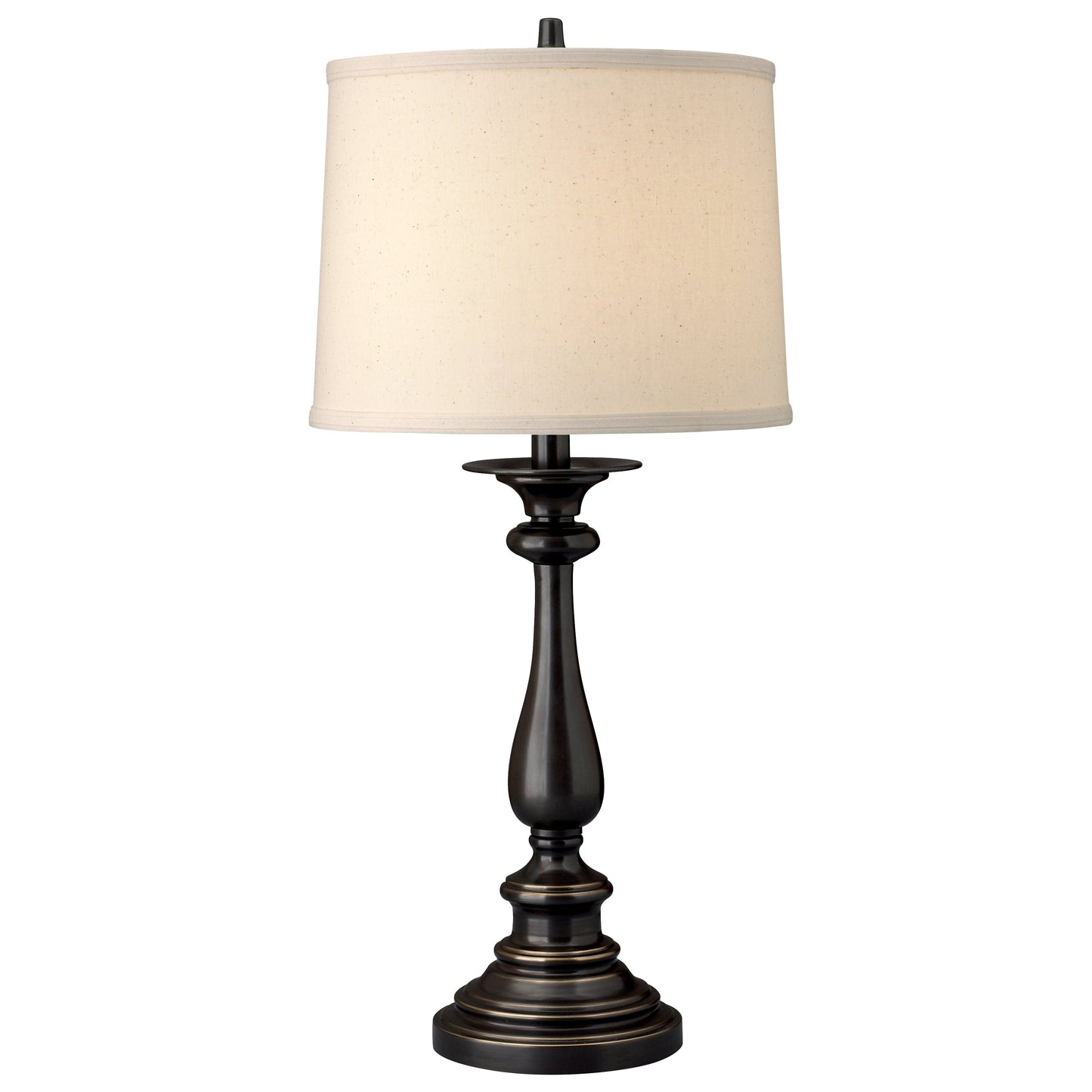 Medallion Lighting King's Arms 27" Madison Bronze Steel Table Lamp With Light Beige Lenore Drum Shade