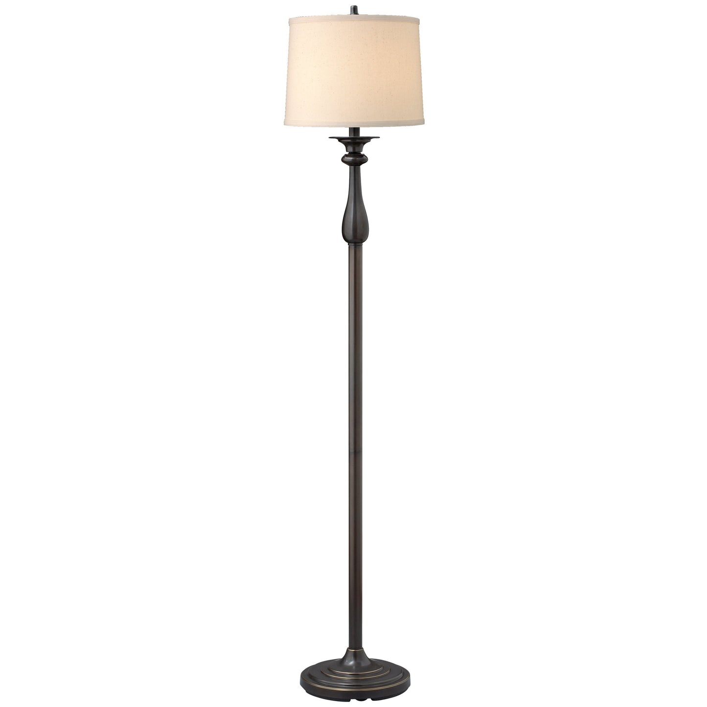 Medallion Lighting King's Arms 60" Madison Bronze Steel Floor Lamp With Light Beige Fabric Drum Shade