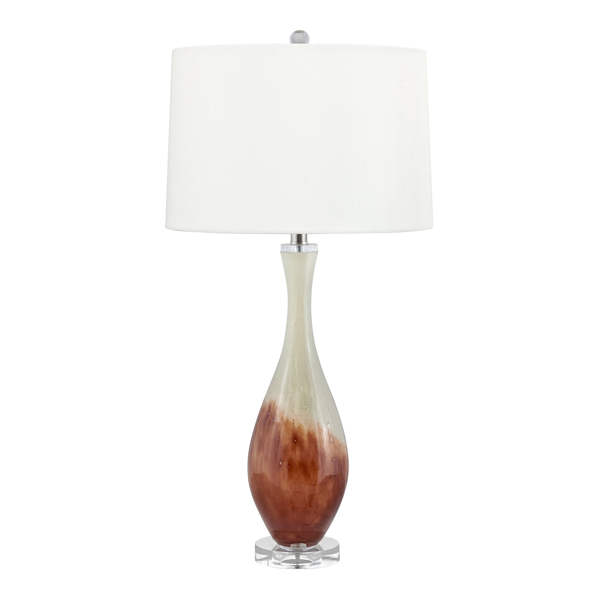 Medallion Lighting Lerici 31" Light Green and Brown Glass Acrylic Table Lamp With White Fabric Drum Shade