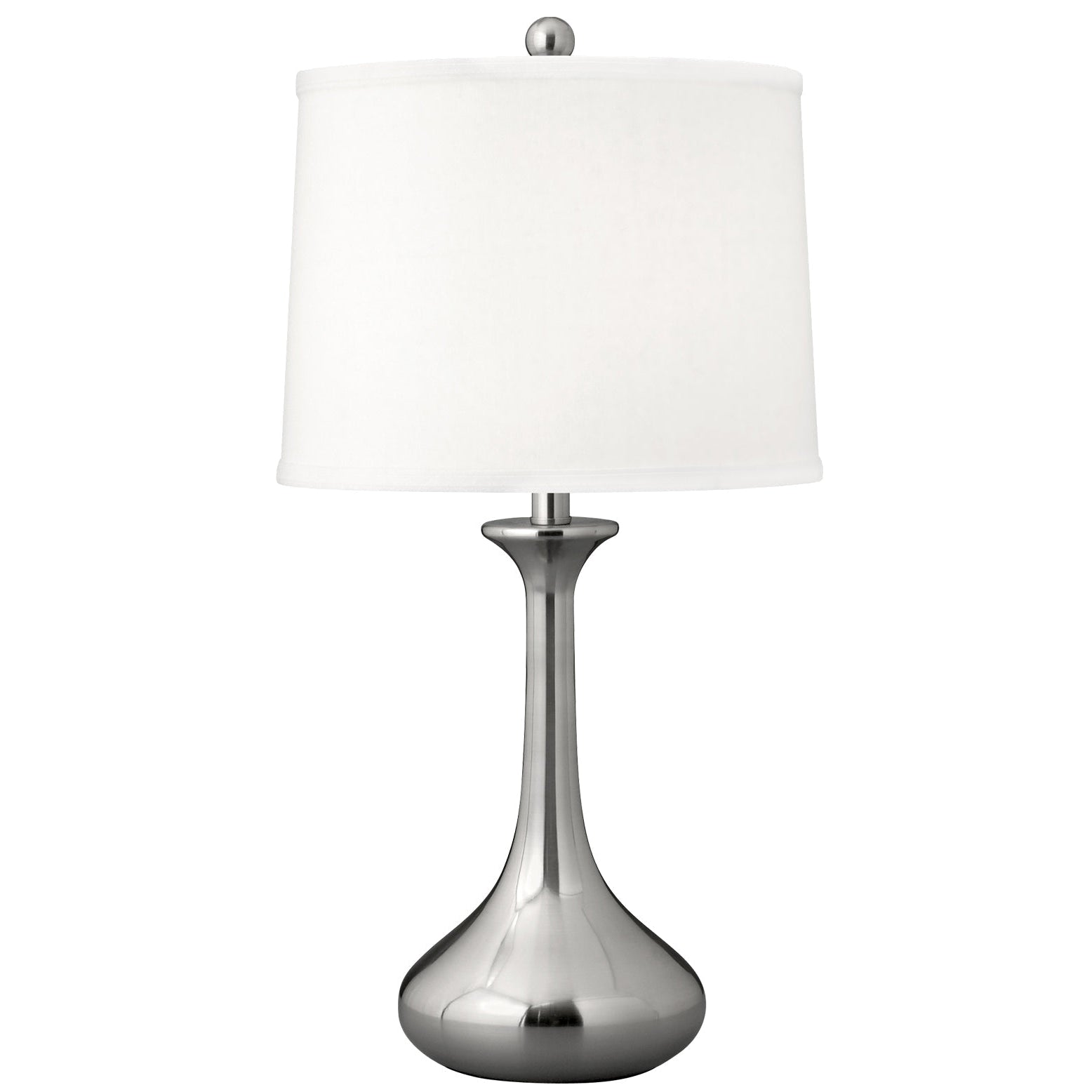 Medallion Lighting Metallic Drop 26" Brushed Steel Table Lamp With White Fabric Drum Shade