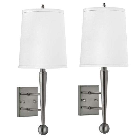 Medallion Lighting Metro 24" Brushed Steel/Glass Single Wall Lamp - Set of 2