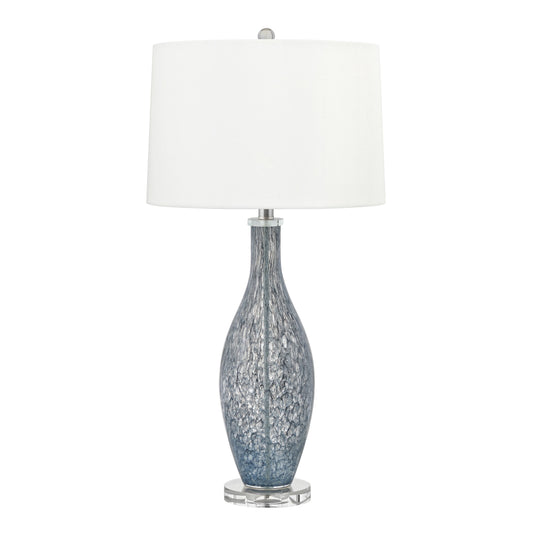 Medallion Lighting Mirandola 31" Dark Blue Swirl Glass Acrylic Table Lamp With White Fabric Drum Shade