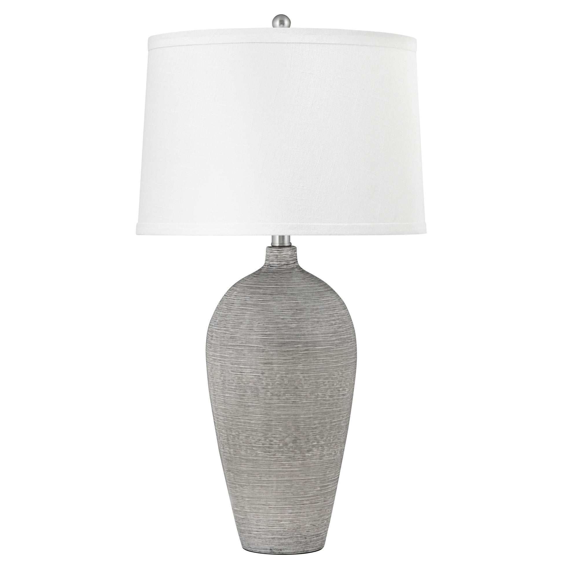 Medallion Lighting Monza 27" Spun Grey Ceramic Table Lamp With White Fabric Drum Shade