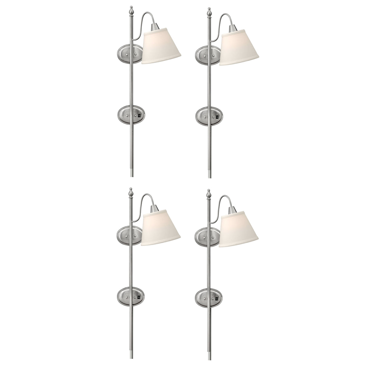 Medallion Lighting NewTown 39" Brushed Steel Single Wall Lamp With Beige Fabric Drum Shade - Set of 4
