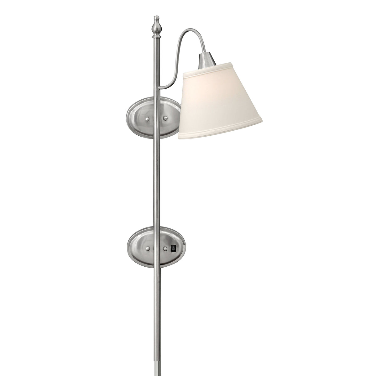 Medallion Lighting NewTown 39" Brushed Steel Single Wall Lamp With Beige Fabric Drum Shade