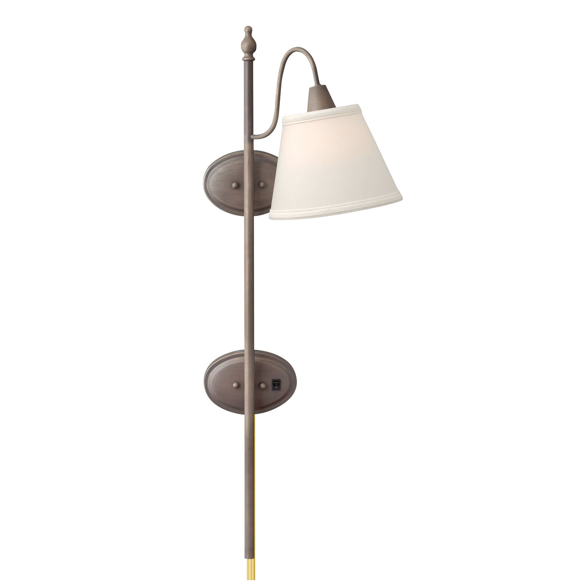 Medallion Lighting NewTown 39" Pottery Bronze Single Wall Lamp With Beige Fabric Drum Shade