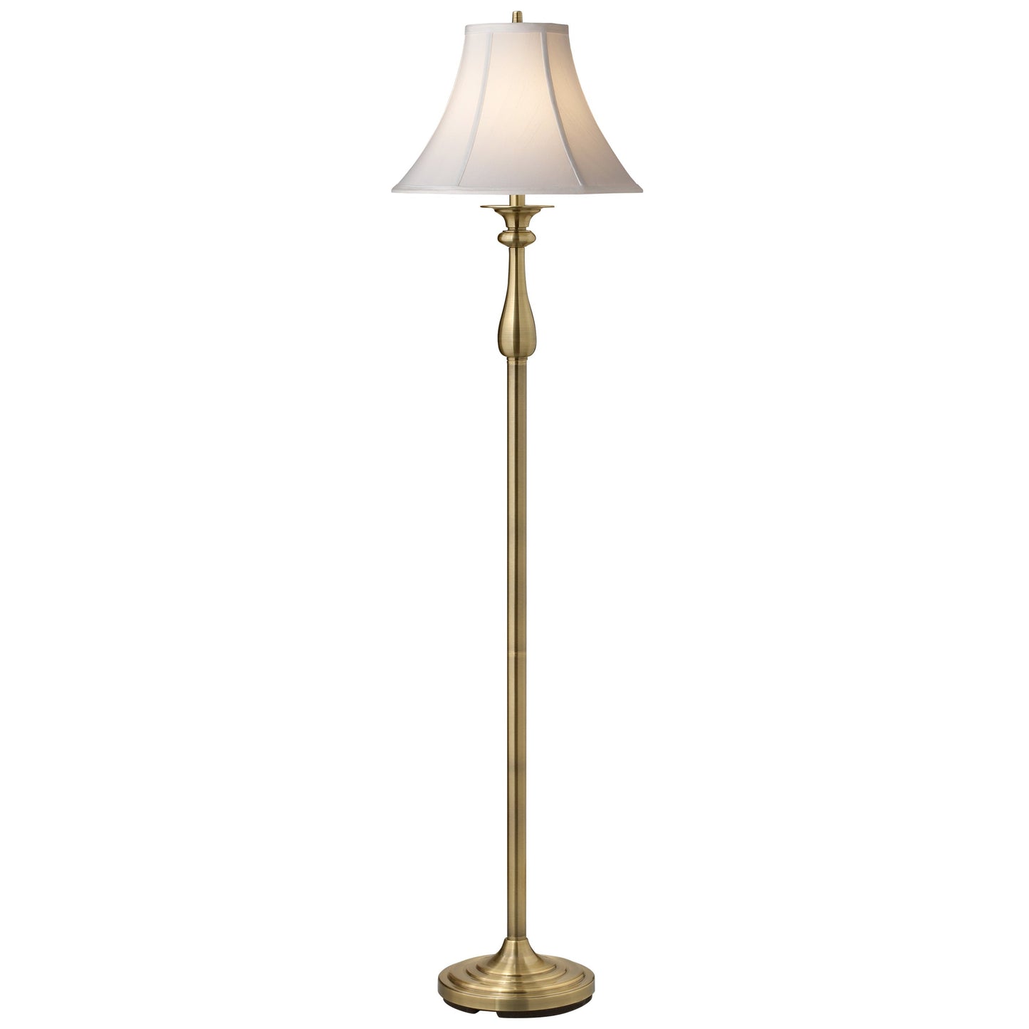 Medallion Lighting Patrick Henry 62" Satin Antique Brass Steel Table Lamp With Eggshell Stretched Silk Bell Shade