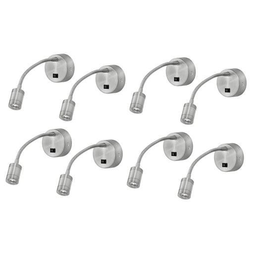 Medallion Lighting Plymouth 3" Brushed Steel LED Adjustable Task/Reading Headboard Light - Set of 8