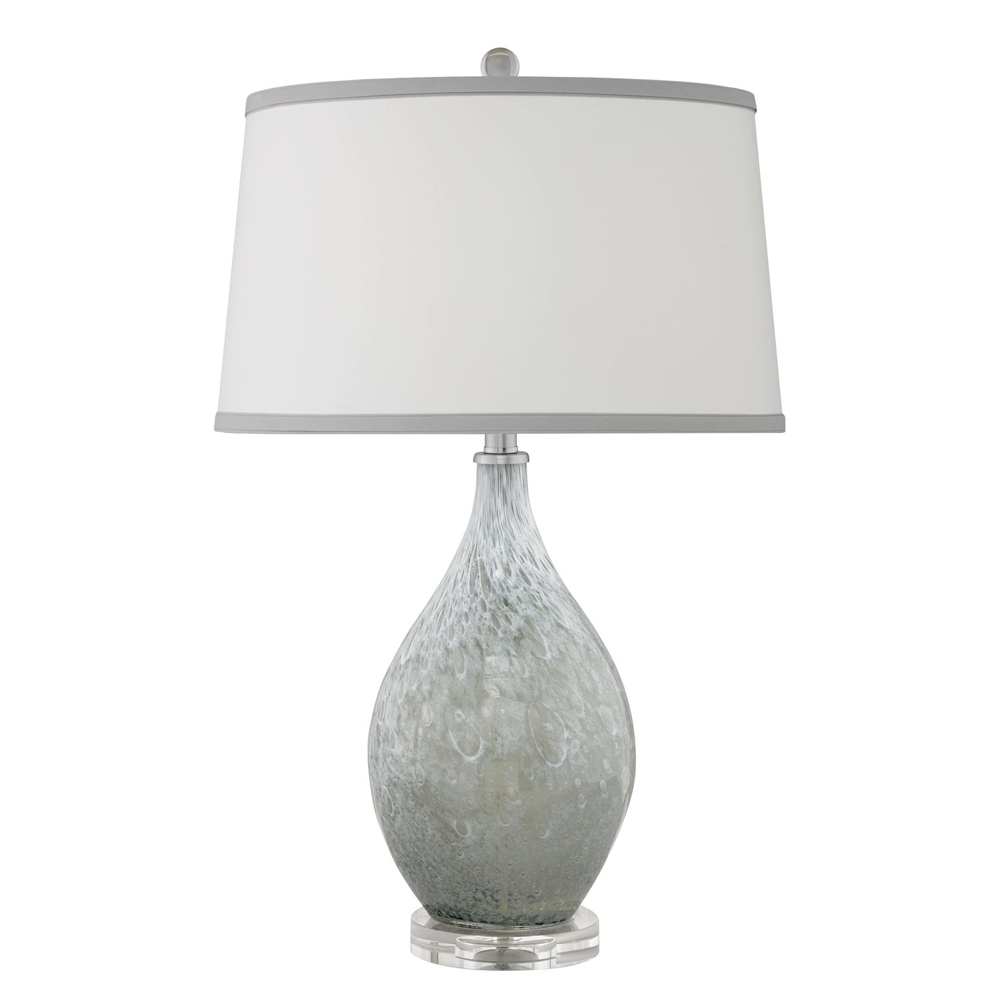 Medallion Lighting Ravenna 28" Grey Spotted Glass Acrylic Table Lamp With White Fabric Drum Shade