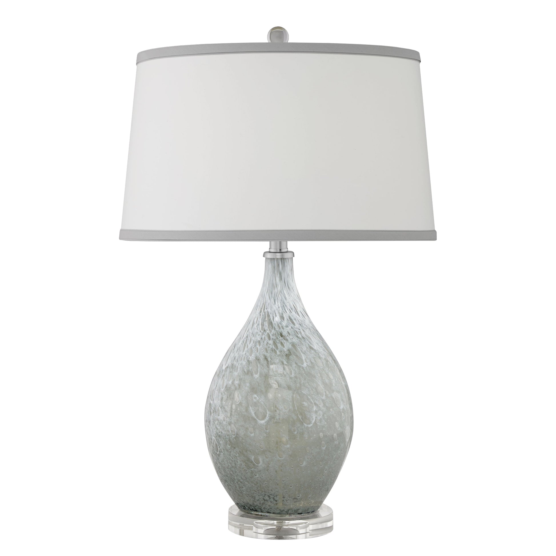 Medallion Lighting Ravenna 28" Grey Spotted Glass Acrylic Table Lamp With White Fabric Drum Shade