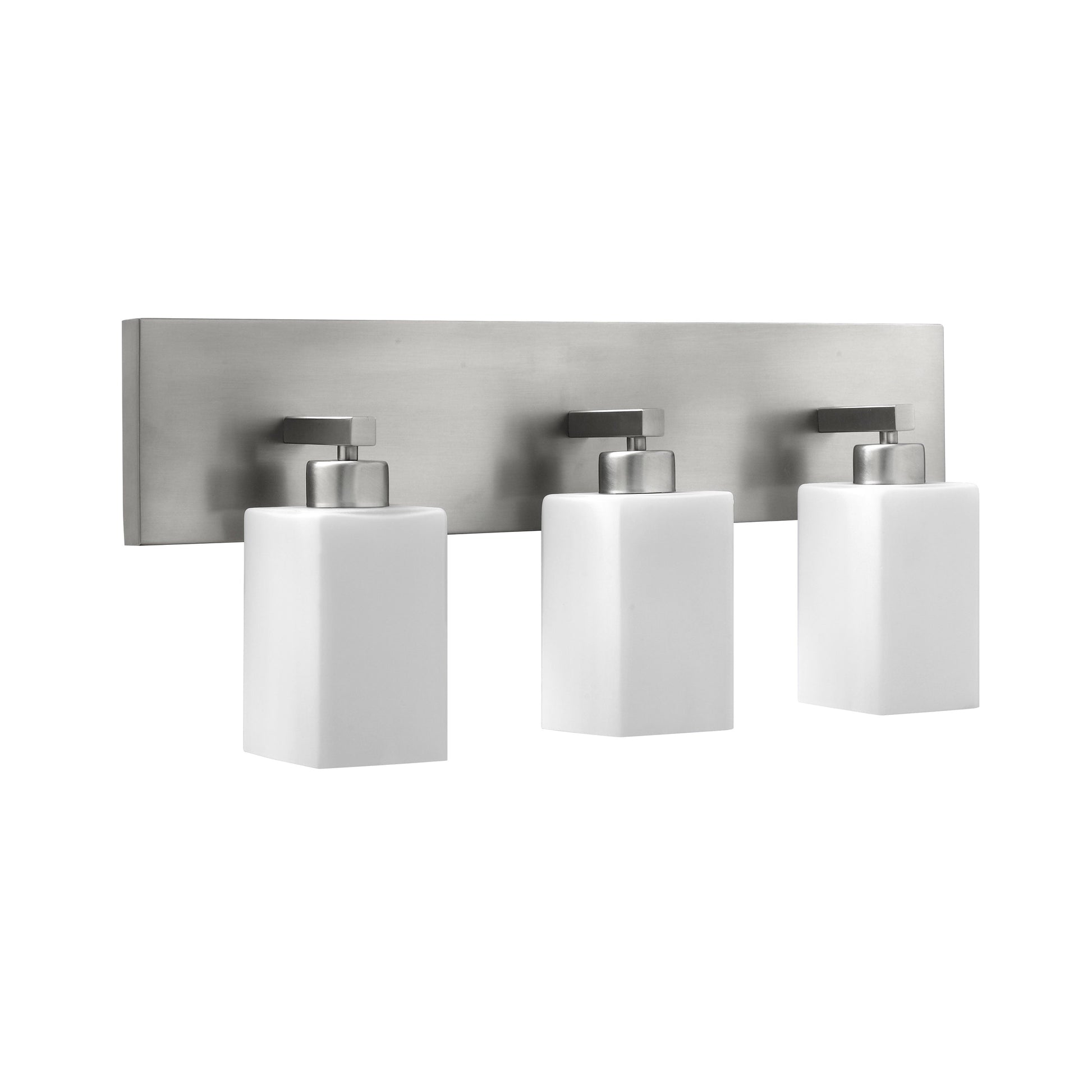 Medallion Lighting Refresh Group 28" Brushed Steel 3-Light Steel Vanity Light With White Glass Shade