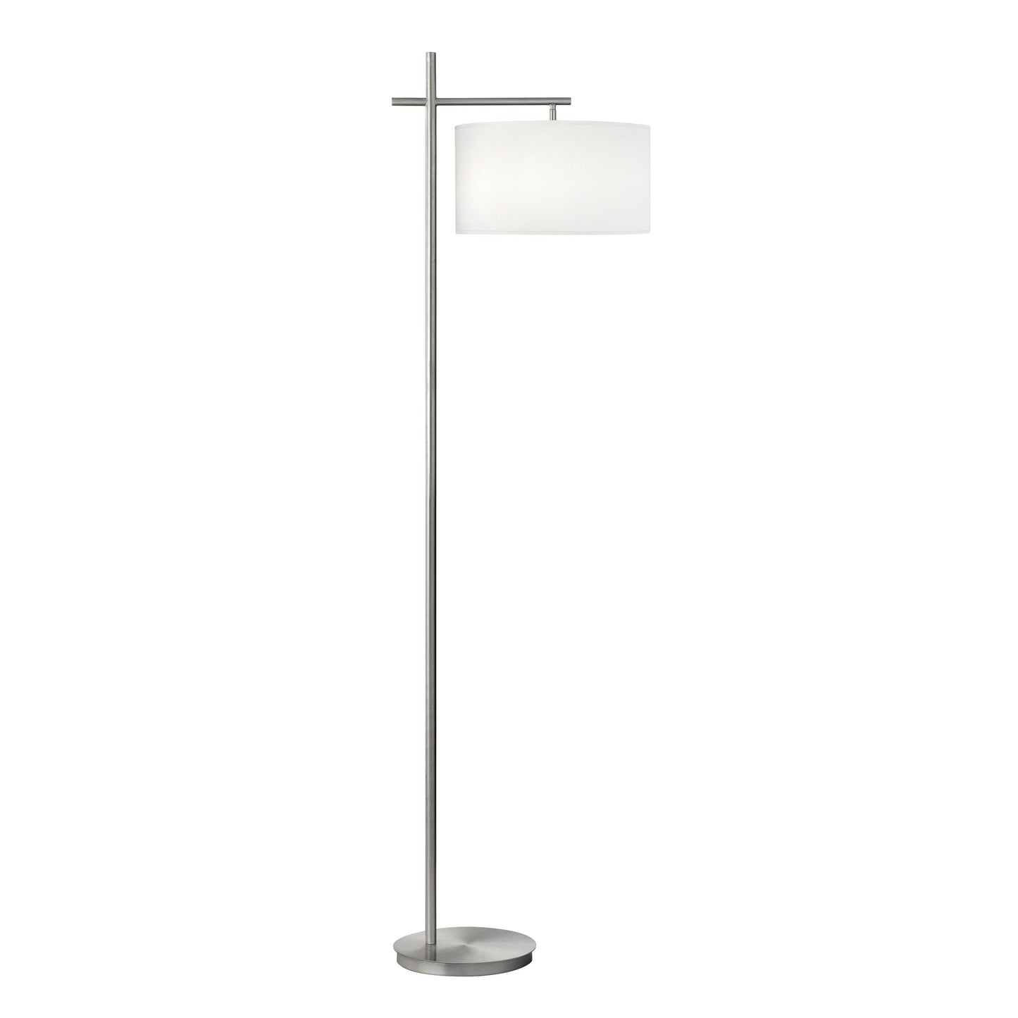 Medallion Lighting Refresh Group 62" Brushed Steel Task/Reading Floor Lamp With White Fabric Drum Shade