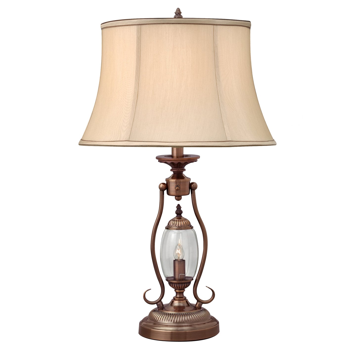 Medallion Lighting Revere 27" Legacy Bronze Steel Glass Table Lamp With Cream Silk Drum Shade