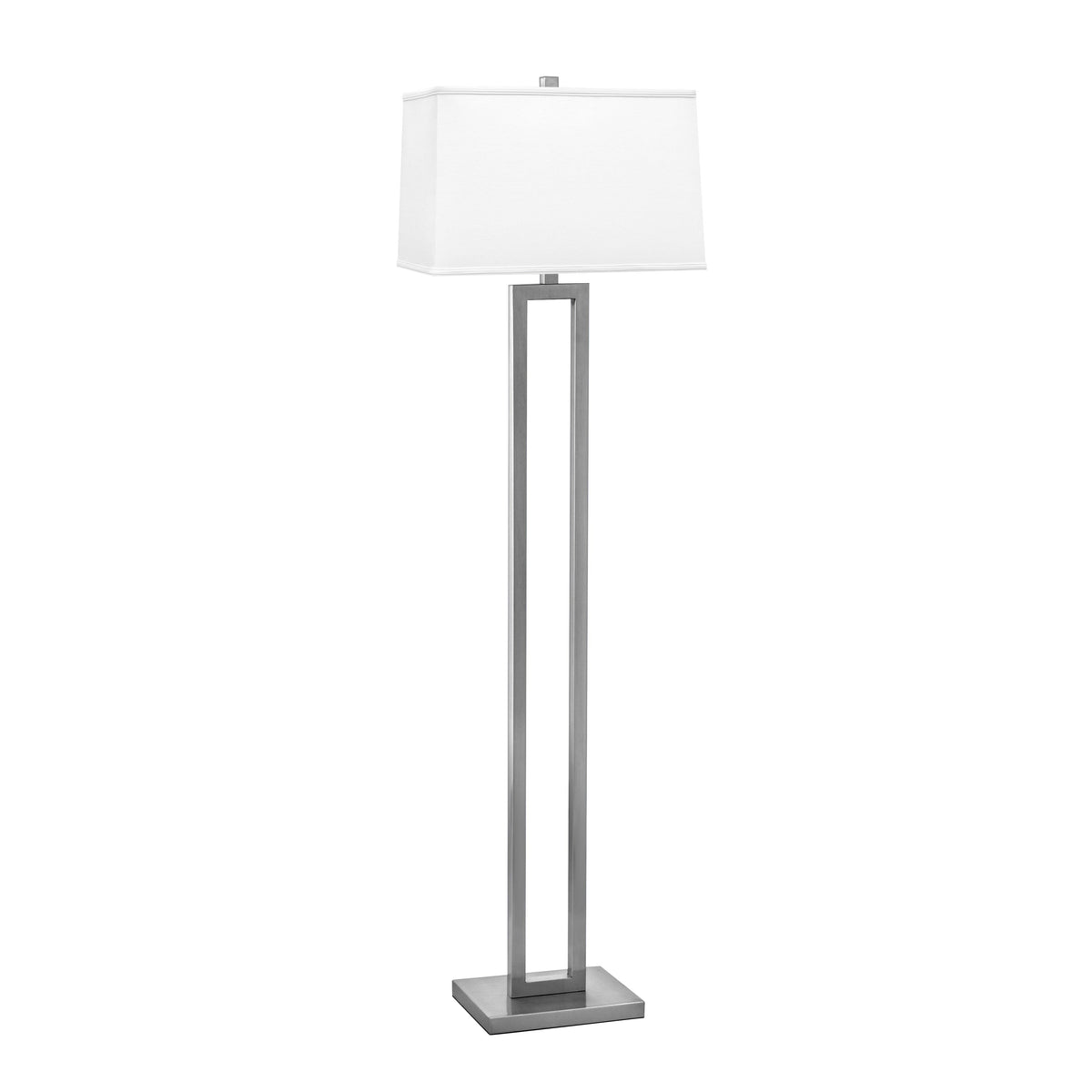 Medallion Lighting Rugged Rectangles 62" Brushed Steel Floor Lamp With White Fabric Rectangular Shade