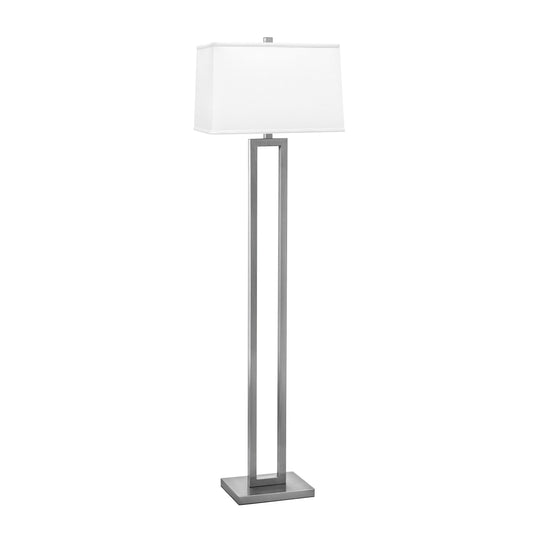 Medallion Lighting Rugged Rectangles 62" Brushed Steel Floor Lamp With White Fabric Rectangular Shade