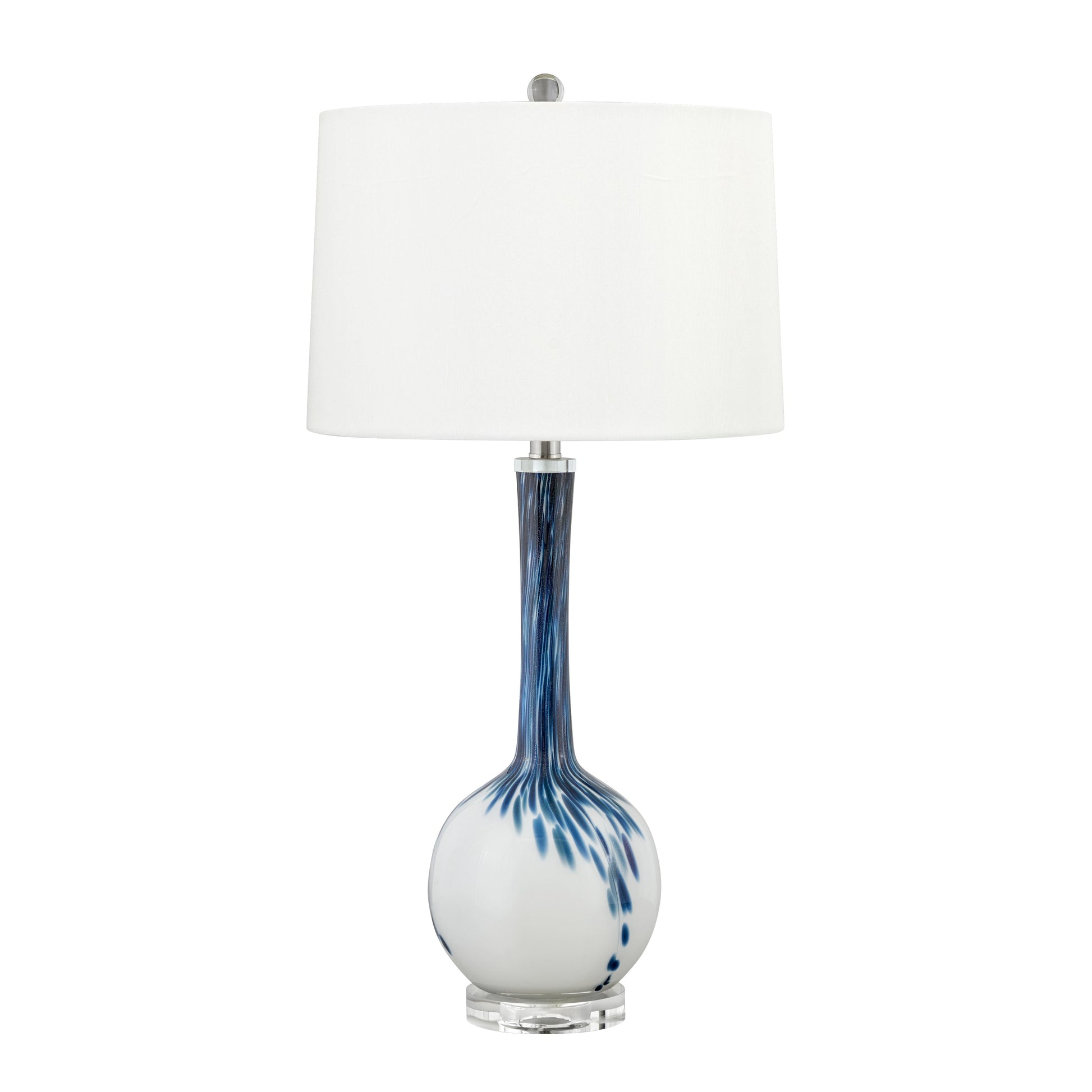 Medallion Lighting Sanremo 30" Blue and White Glass Table Lamp With White Fabric Drum Shade