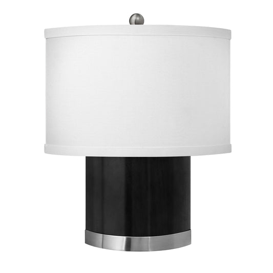 Medallion Lighting Square Post 14" Brushed Steel and Black Ebony Wood/Steel Wall Sconce With White Fabric Drum Shade