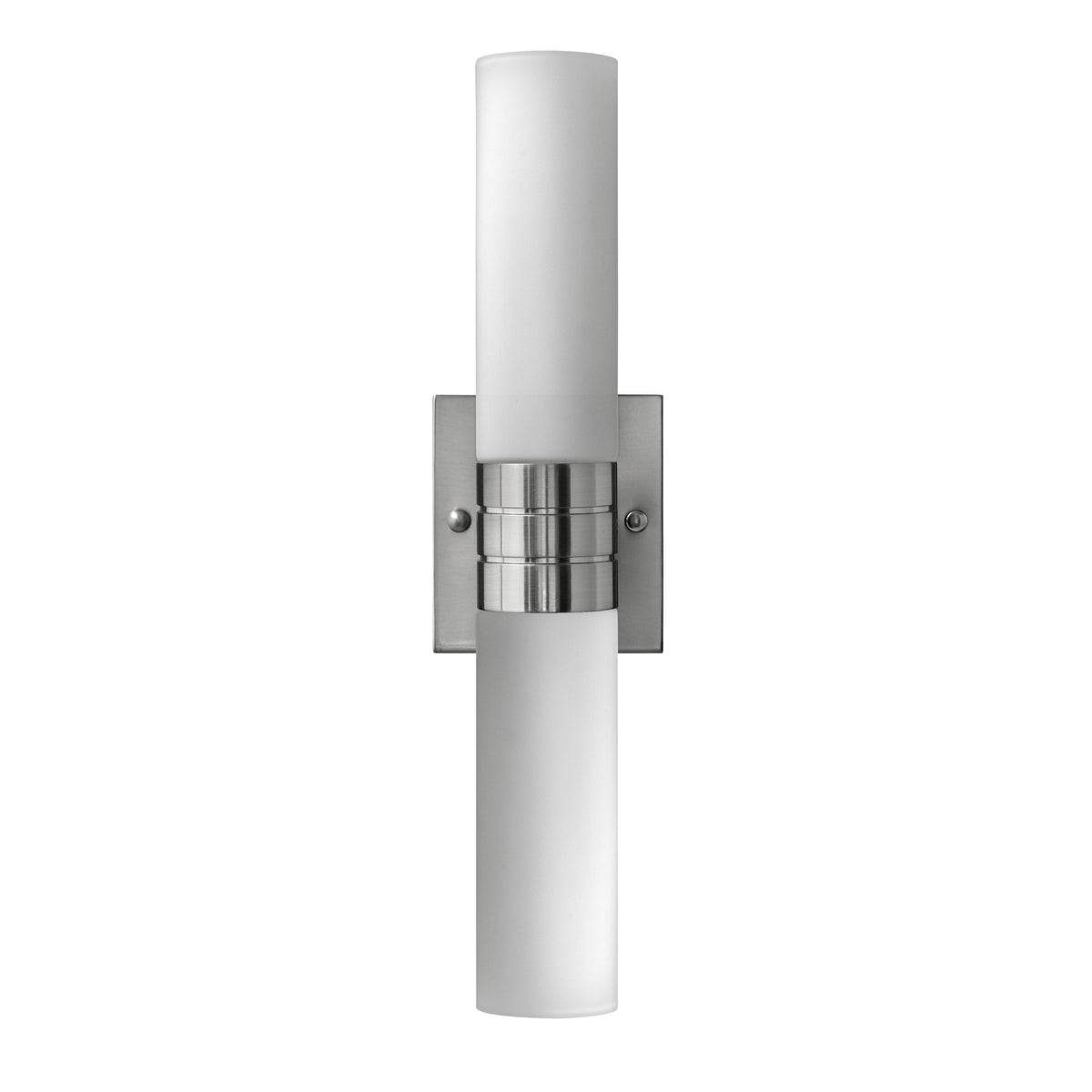 Medallion Lighting Square Post 21" Brushed Steel Wall Sconce With Frosted Glass Cylinder