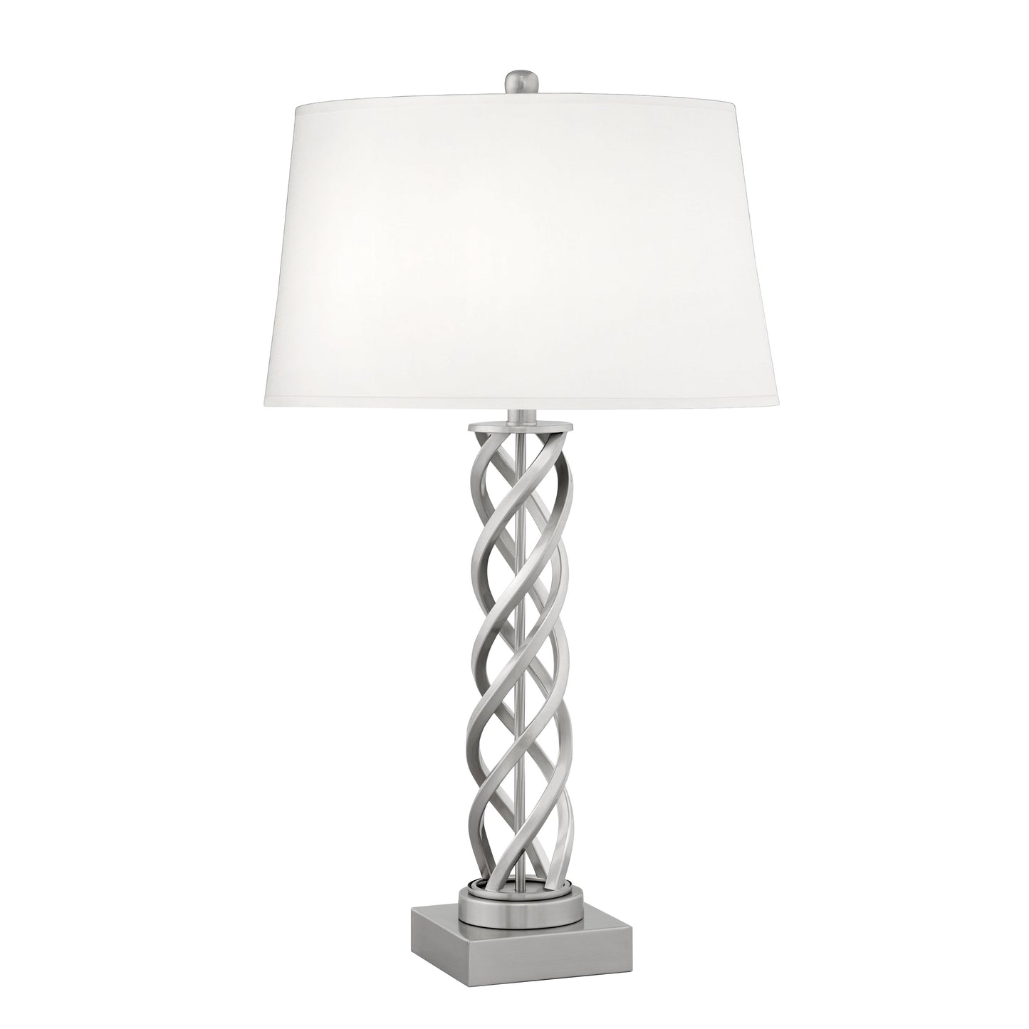 Medallion Lighting Taranto 32" Brushed Steel Table Lamp With White Fabric Drum Shade