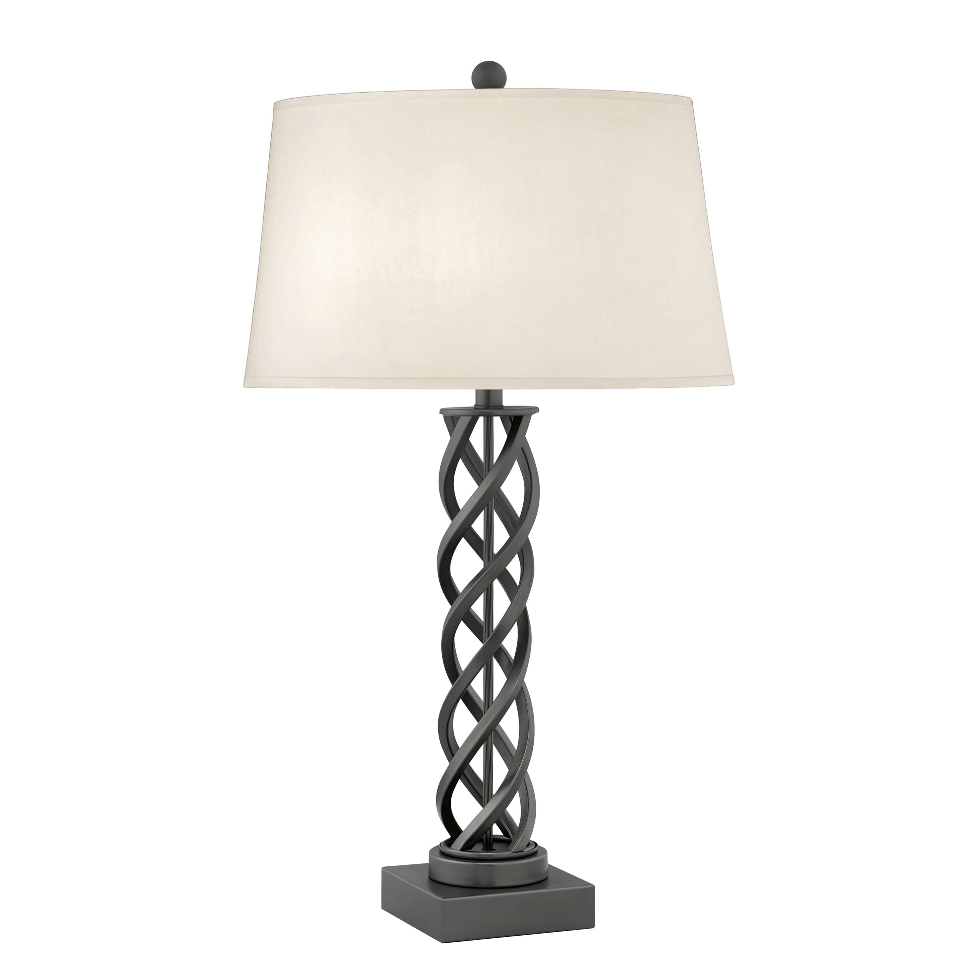 Medallion Lighting Taranto 32" Gunmetal Steel Table Lamp With Beige Lenore Drum Shade