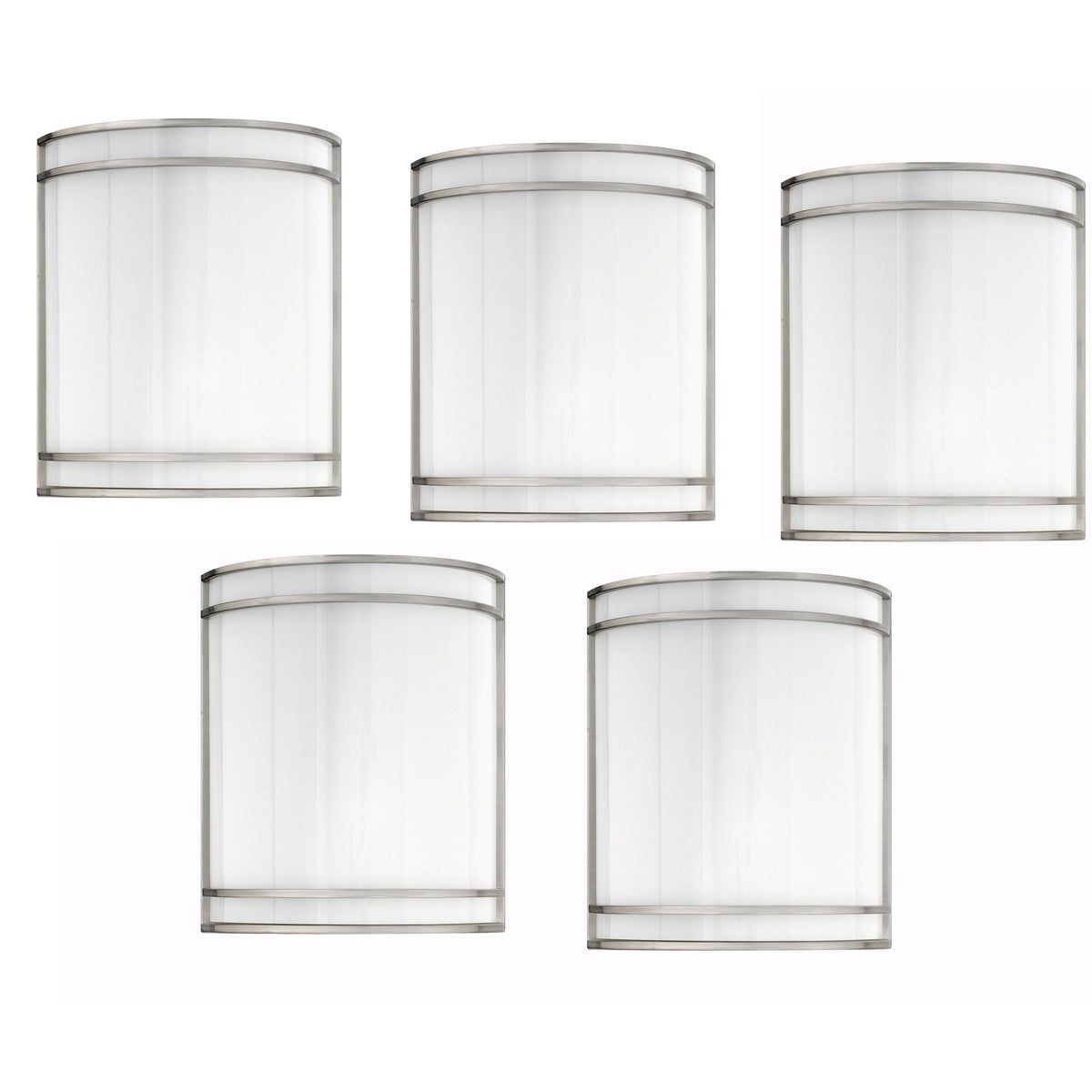 Medallion Lighting Teardrop 11" Brushed Steel Single Flush Mount Wall Sconce With Frosted Acrylic Shade - Set of 5