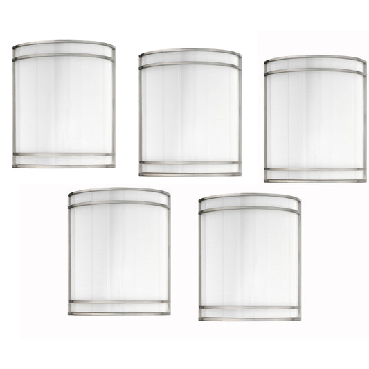 Medallion Lighting Teardrop 11" Brushed Steel Single Flush Mount Wall Sconce With Frosted Acrylic Shade - Set of 5