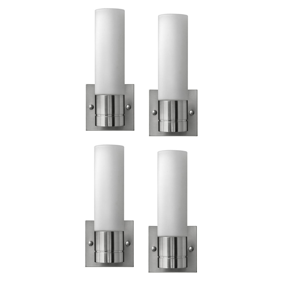 Medallion Lighting Teardrop 11" Brushed Steel Single Wall Sconce With Frosted Glass Cylinder - Set of 4