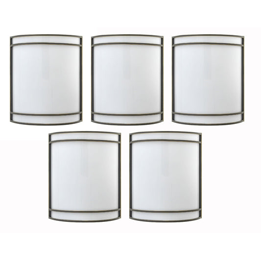 Medallion Lighting Teardrop 11" Madison Bronze Single Flush Mount Wall Sconce With Frosted Acrylic Shade - Set of 5