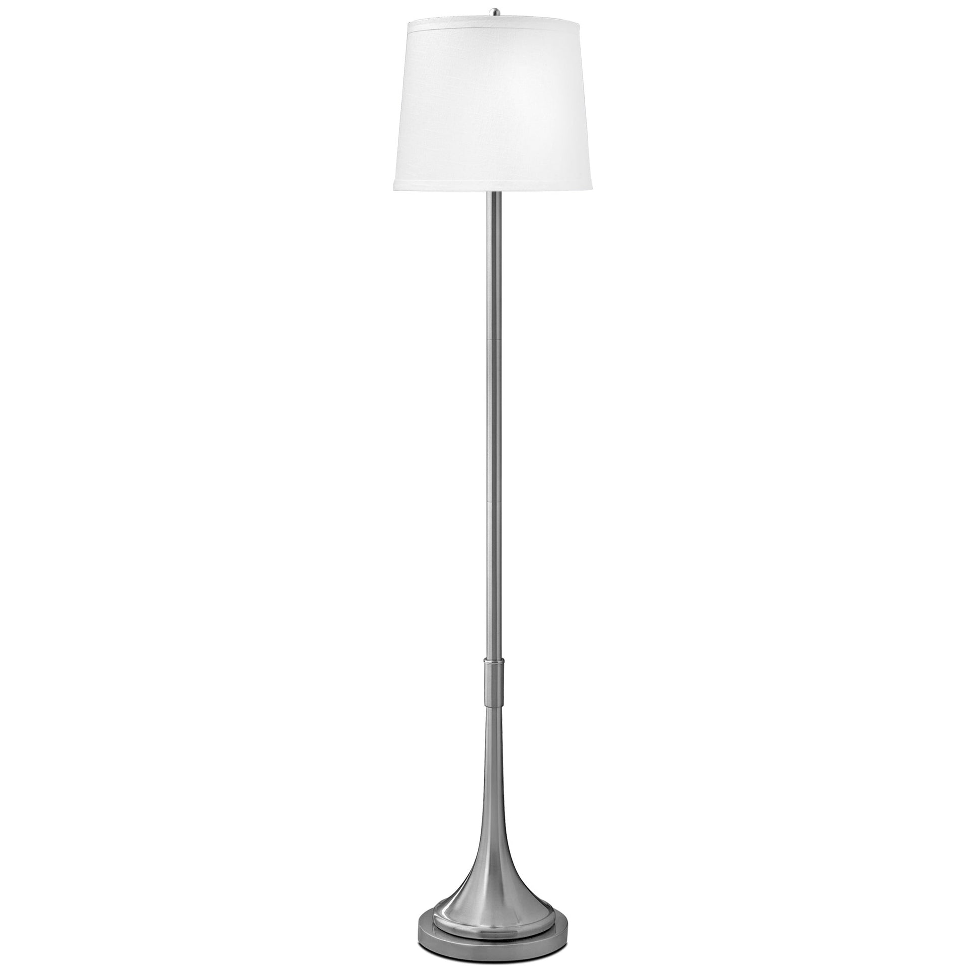 Medallion Lighting Teardrop 60" Brushed Steel Floor Lamp With White Fabric Drum Shade