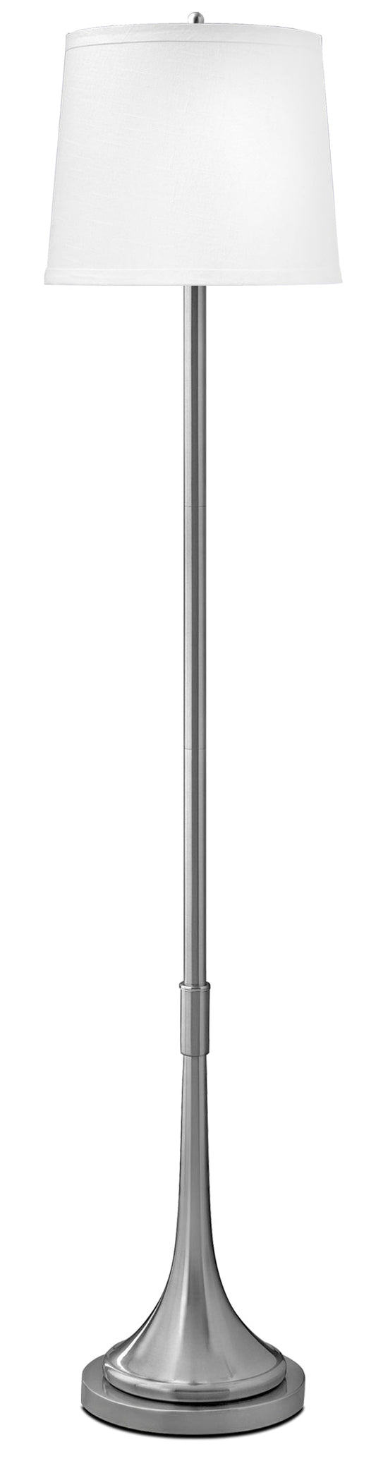 Medallion Lighting Teardrop 60" Brushed Steel Floor Lamp With White Fabric Drum Shade