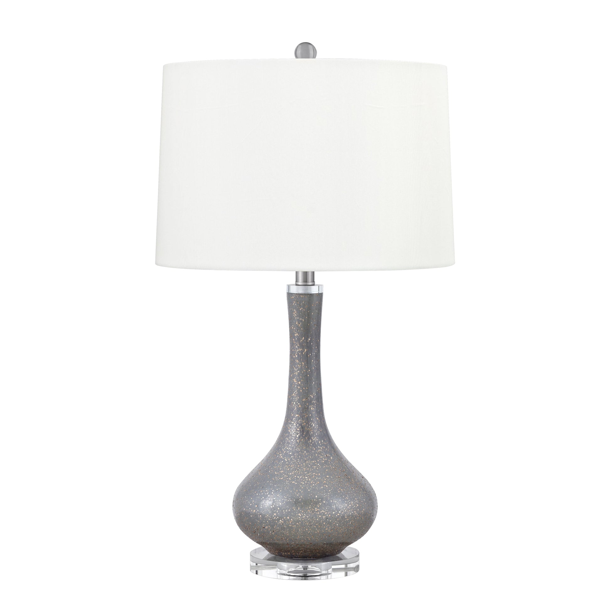 Medallion Lighting Tegola 28" Slate Gray and Gold Flecks Glass Table Lamp With Nightlight, USB Port and White Fabric Drum Shade