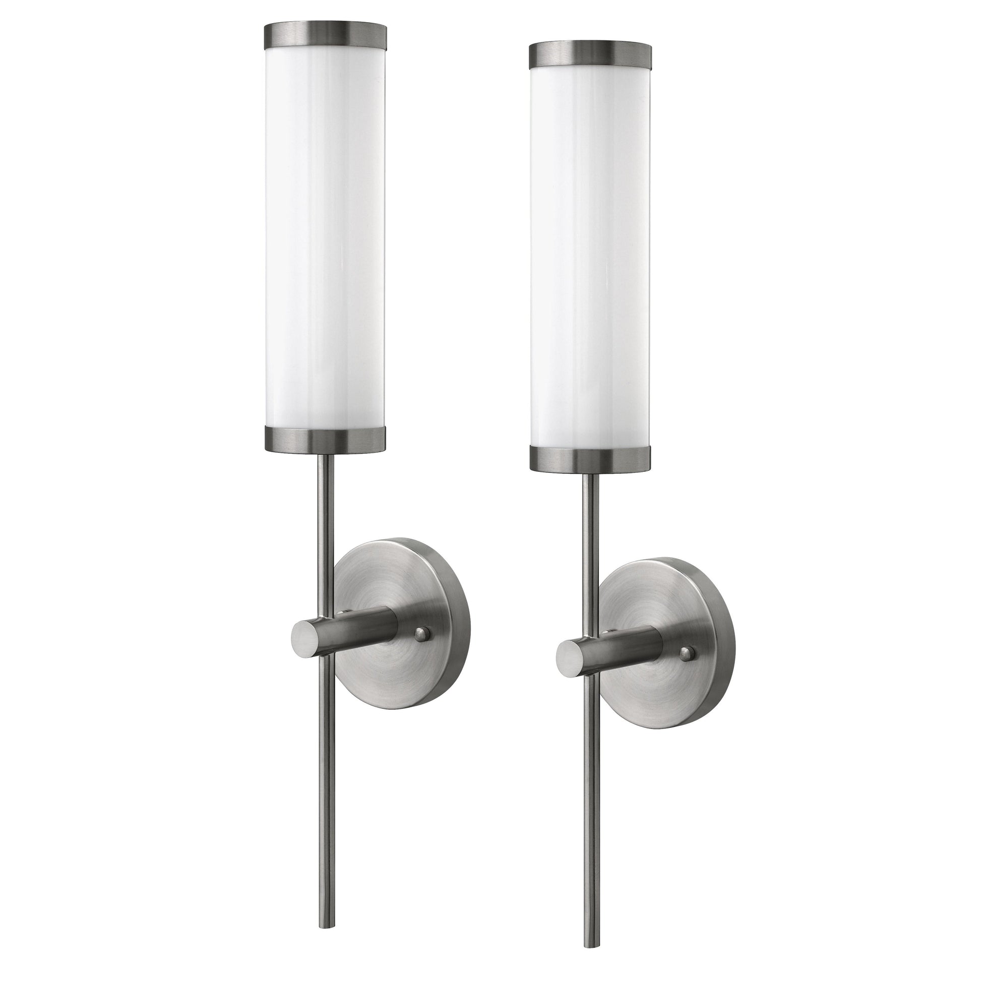 Medallion Lighting Trade Winds 24" Brushed Steel Single Wall Sconce With White Acrylic Shade - Set of 2