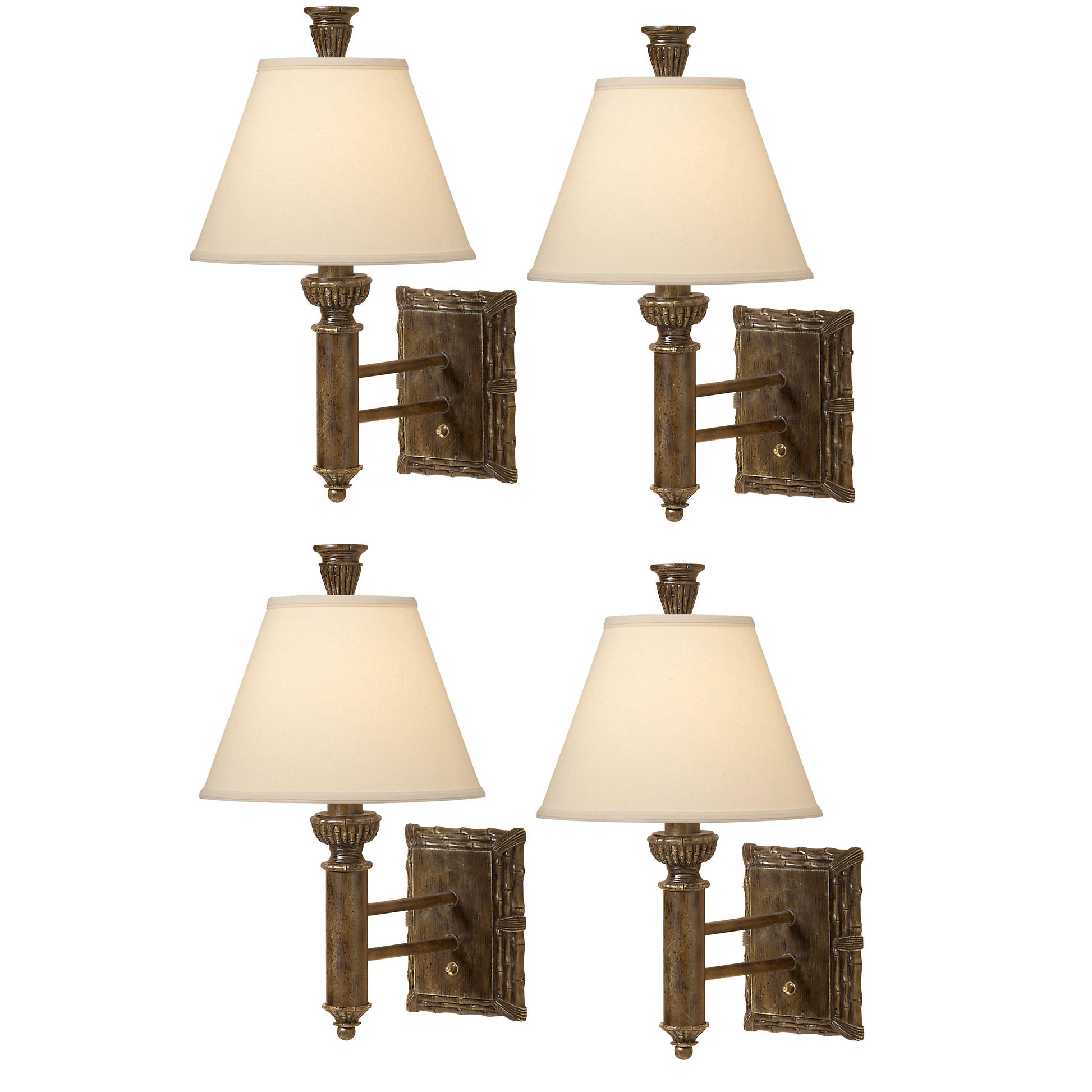 Medallion Lighting Tropical 19" Dark Bamboo Resin/Steel Single Wall Lamp - Set of 4