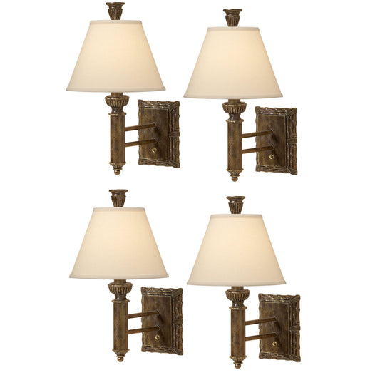Medallion Lighting Tropical 19" Dark Bamboo Resin/Steel Single Wall Lamp - Set of 4