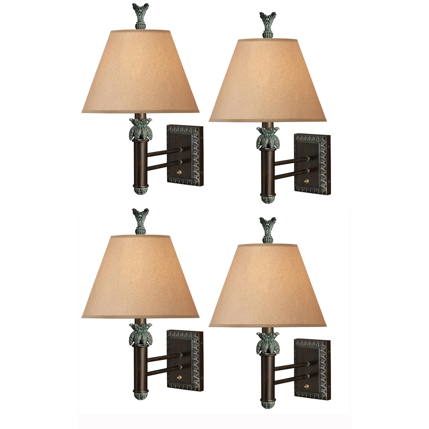 Medallion Lighting Tropical 21" Antique Bronze w/ Verdi Wash Resin/Steel Single Wall Lamp - Set of 4