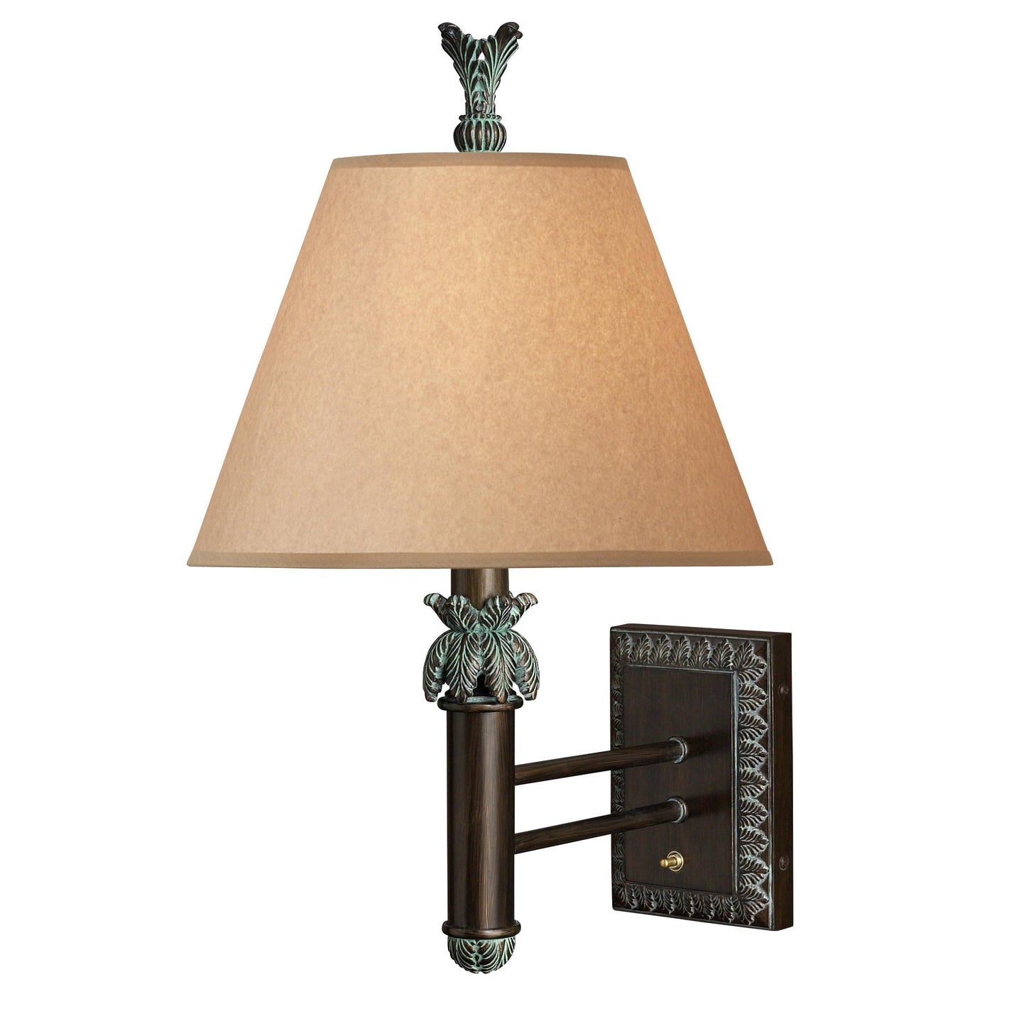 Medallion Lighting Tropical 21" Antique Bronze w/ Verdi Wash Resin/Steel Single Wall Lamp