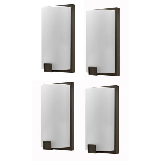 Medallion Lighting Truly Yours 13" Metallic Bronze Damp Rated Steel Wall Sconce With White Acrylic Half-Drum Shade - Set of 4