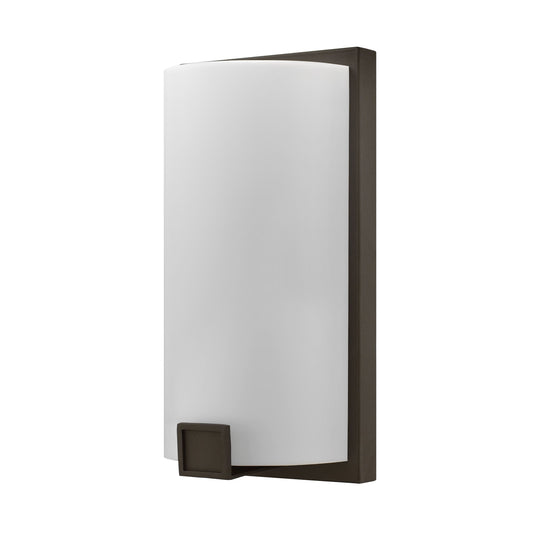 Medallion Lighting Truly Yours 13" Metallic Bronze Damp Rated Steel Wall Sconce With White Acrylic Half-Drum Shade