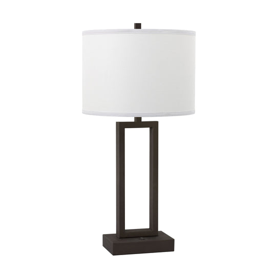 Medallion Lighting Truly Yours 28" Metallic Bronze Steel Table Lamp With White Fabric Drum Shade