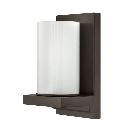 Medallion Lighting Truly Yours 9" Metallic Bronze Steel Dimmable Armed Wall Sconce With White Opal Glass Shade