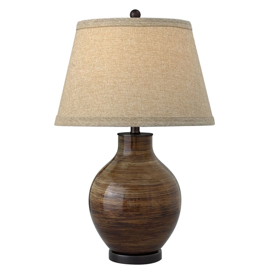 Medallion Lighting Venezia 28" Brown Glass Steel Table Lamp With Burlap Drum Shade