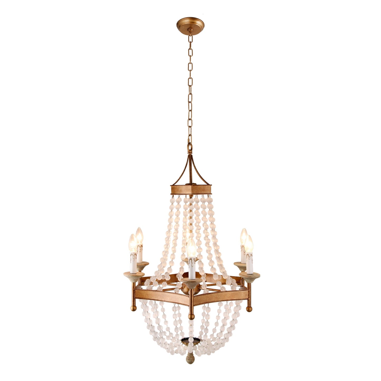 Meva Hara 25" Antique Gold/White Pendant