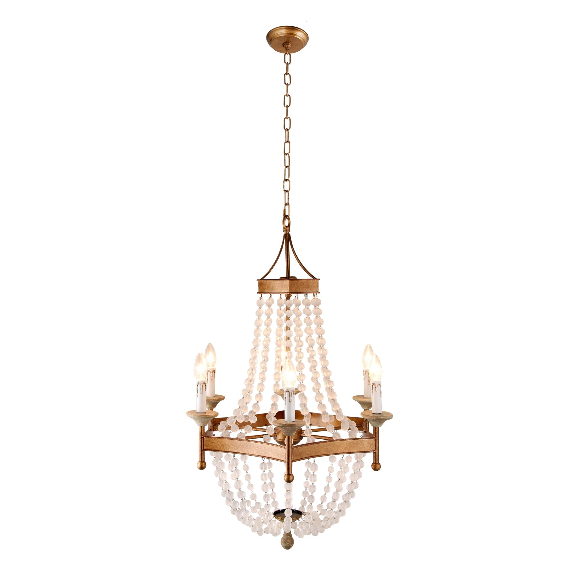 Meva Hara 25" Antique Gold/White Pendant