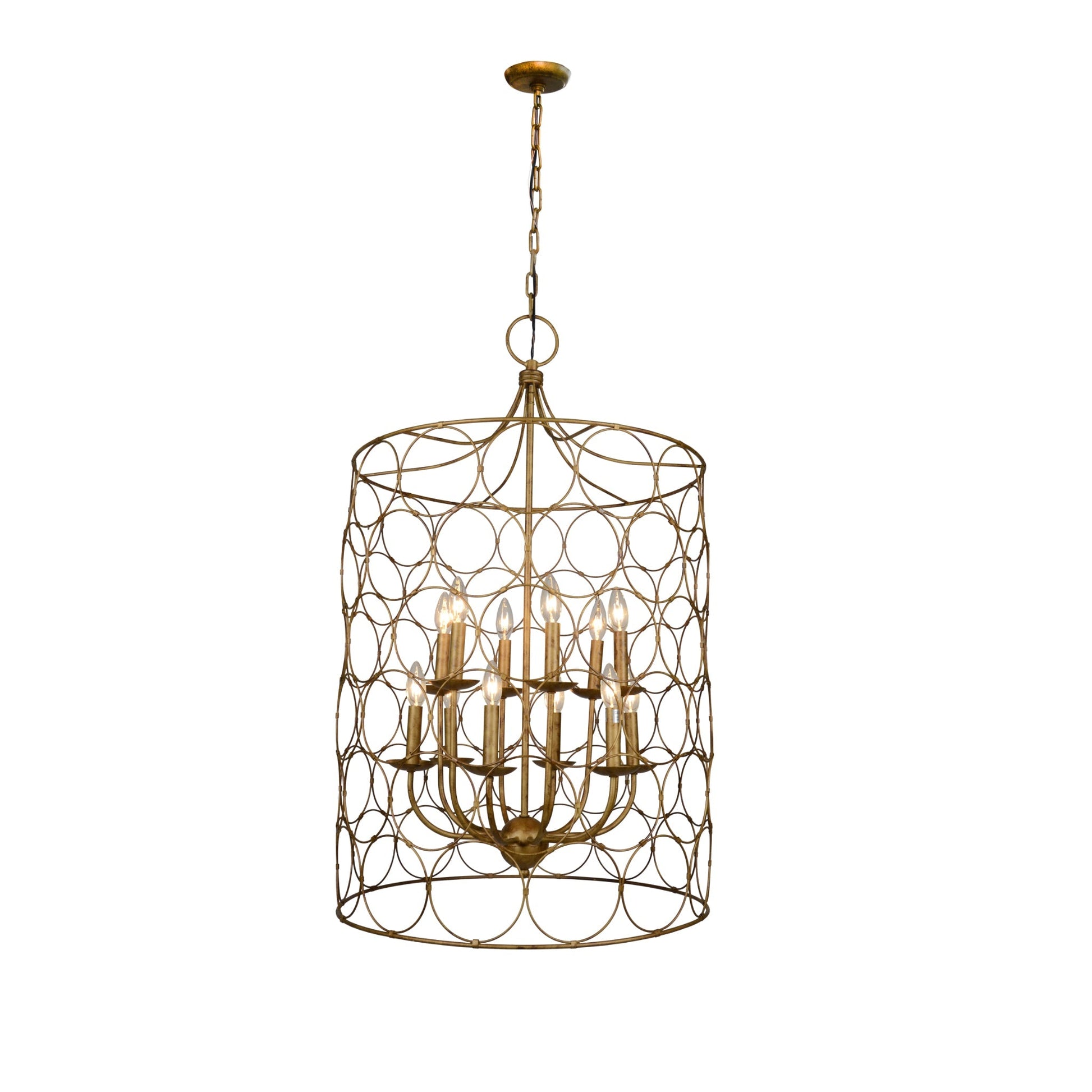 Meva Hattie 23" Antique Gold Cage Chandelier