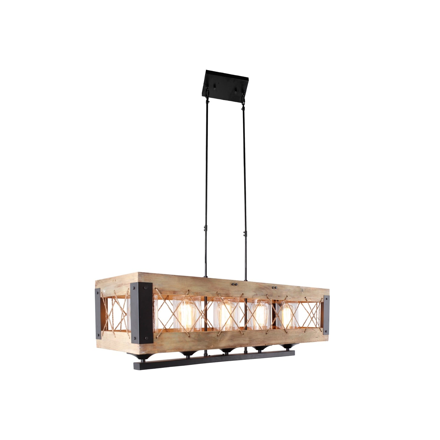 Meva Hoss 33" 5-Light Brown/Black Linear Chandelier