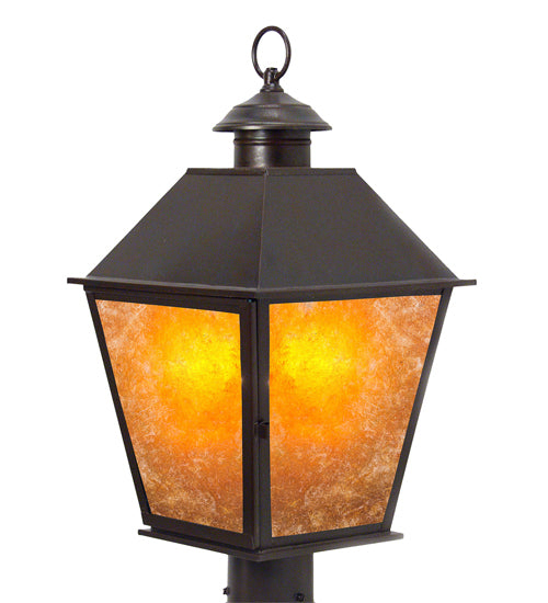 Meyda Lighting 11" 3-Light Gilded Tobacco Turin Outdoor Post Mount Light With Amber Mica Shade Glass